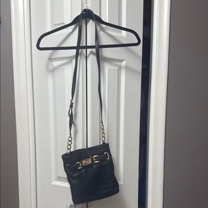 Michael Kors Black Leather Crossbody Bag with Gold hardware